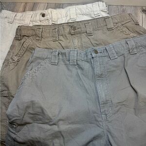 Lot Of 3 Carhartt Shorts Men’s 44 B147 LBR Gray Tan Carpenter Workwear Canvas